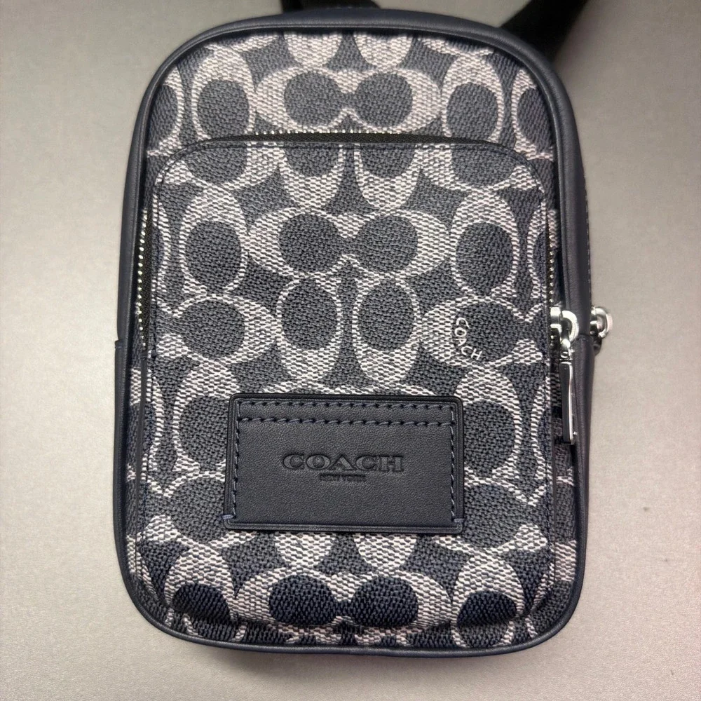 Coach Racer Sling Pack in Signature Canvas Denim Chalk CEB27 Mens Crossbody Bag